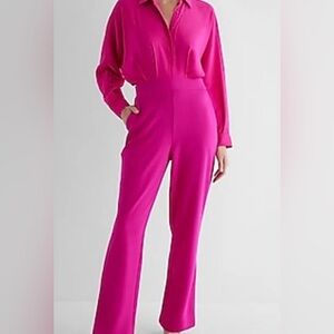 Express Vibrant Pink Women's Flare Jumpsuit
